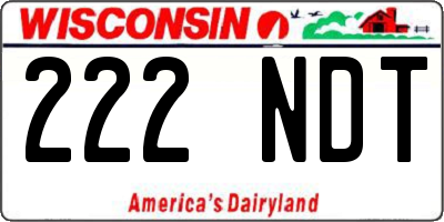 WI license plate 222NDT