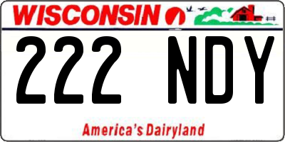 WI license plate 222NDY