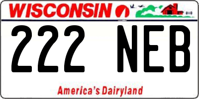 WI license plate 222NEB