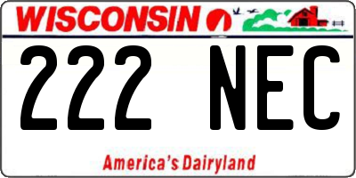 WI license plate 222NEC