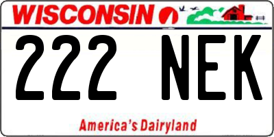 WI license plate 222NEK