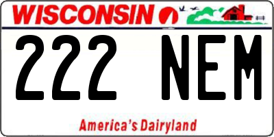 WI license plate 222NEM