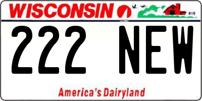 WI license plate 222NEW