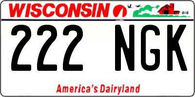 WI license plate 222NGK
