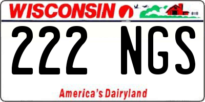 WI license plate 222NGS