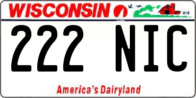 WI license plate 222NIC