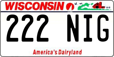 WI license plate 222NIG