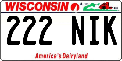 WI license plate 222NIK