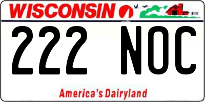WI license plate 222NOC