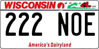 WI license plate 222NOE