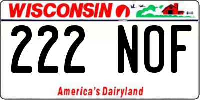 WI license plate 222NOF
