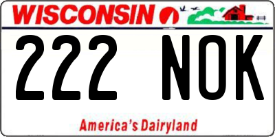 WI license plate 222NOK