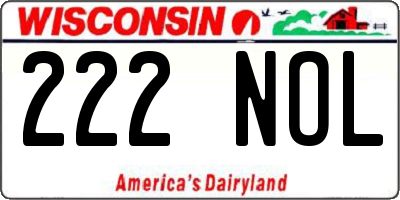 WI license plate 222NOL