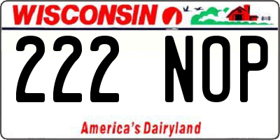 WI license plate 222NOP
