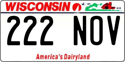 WI license plate 222NOV