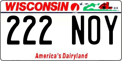 WI license plate 222NOY