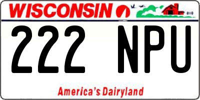 WI license plate 222NPU