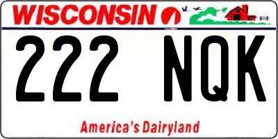 WI license plate 222NQK