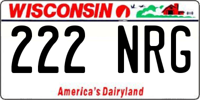 WI license plate 222NRG