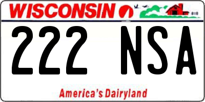 WI license plate 222NSA