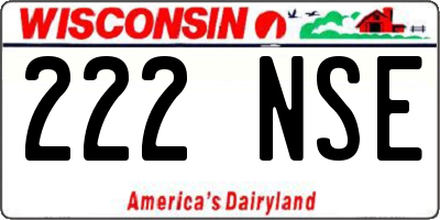 WI license plate 222NSE