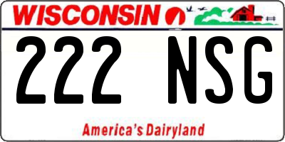 WI license plate 222NSG