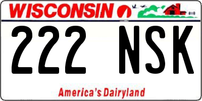 WI license plate 222NSK