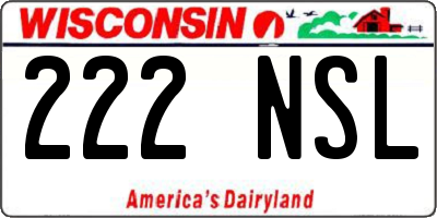 WI license plate 222NSL
