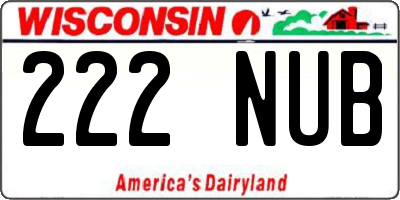 WI license plate 222NUB