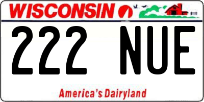 WI license plate 222NUE