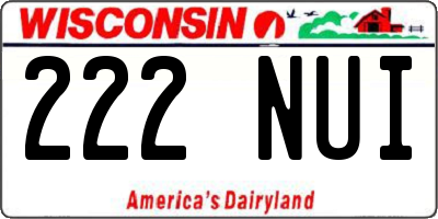 WI license plate 222NUI