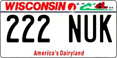 WI license plate 222NUK