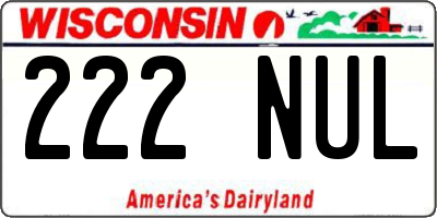WI license plate 222NUL
