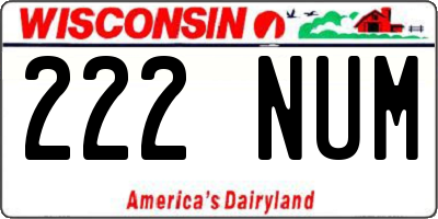 WI license plate 222NUM