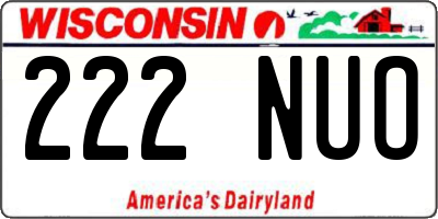 WI license plate 222NUO