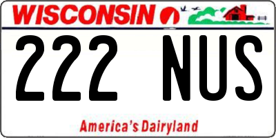 WI license plate 222NUS