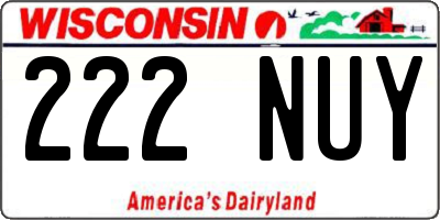 WI license plate 222NUY