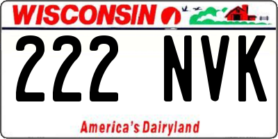 WI license plate 222NVK