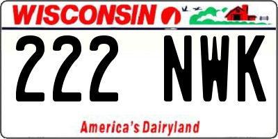 WI license plate 222NWK