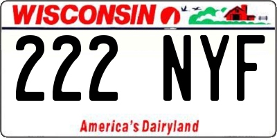 WI license plate 222NYF