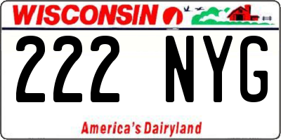 WI license plate 222NYG