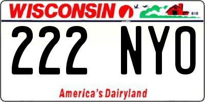 WI license plate 222NYO