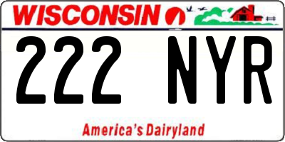 WI license plate 222NYR