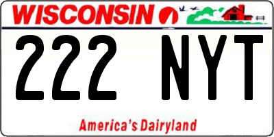 WI license plate 222NYT