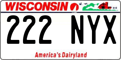 WI license plate 222NYX