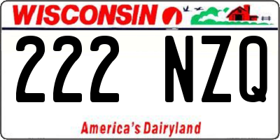 WI license plate 222NZQ