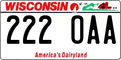 WI license plate 222OAA