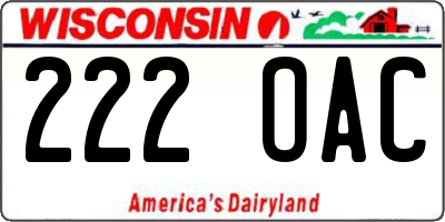 WI license plate 222OAC