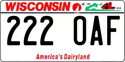 WI license plate 222OAF