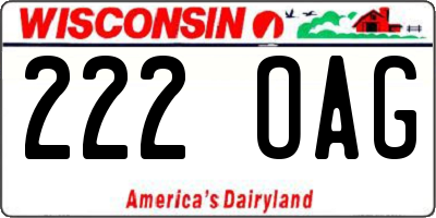 WI license plate 222OAG